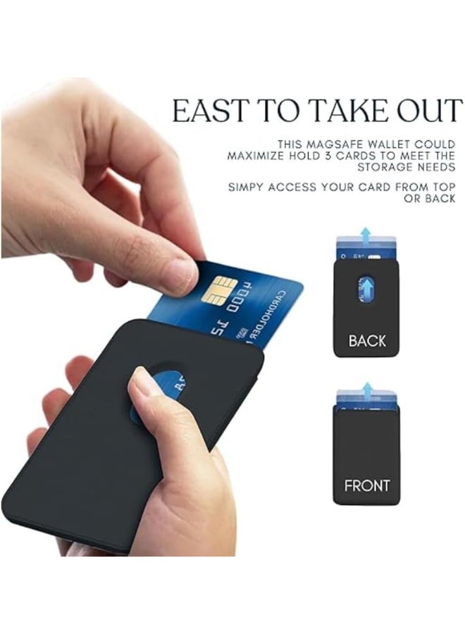 Leather Wallet Card Holder, Supports Magnetic Charging, Scratch Resistant, Shockproof, Stylish Design with All-Around Protection for Daily Use iPhone 12/13 and 15 Pro max All Models (Mini/ Pro/Pro Max) - Black - Image 3